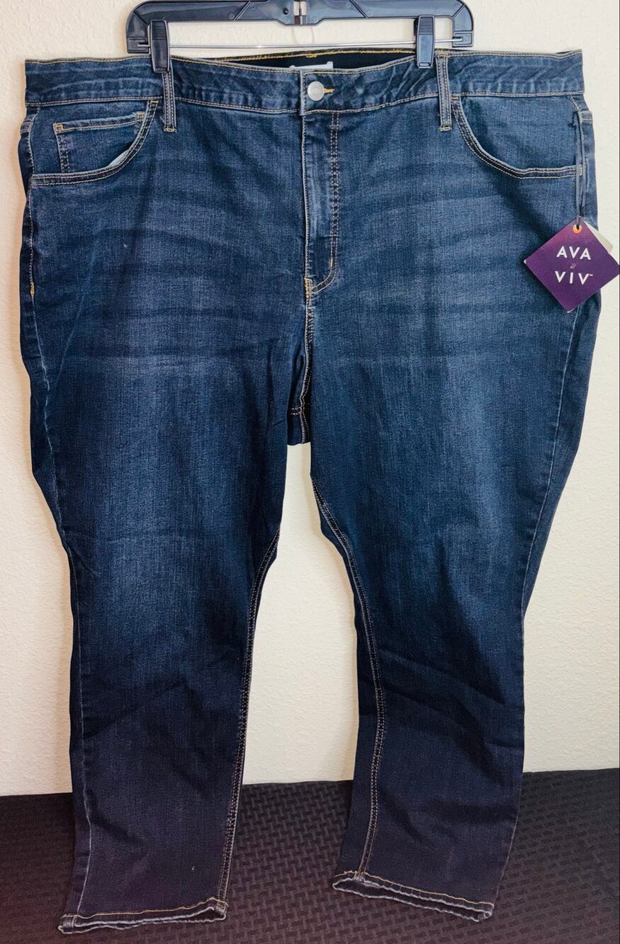 Ava & Viv Dark Wash High Rise Skinny Stretchy NWT Denim Jeans Plus Women Size 28